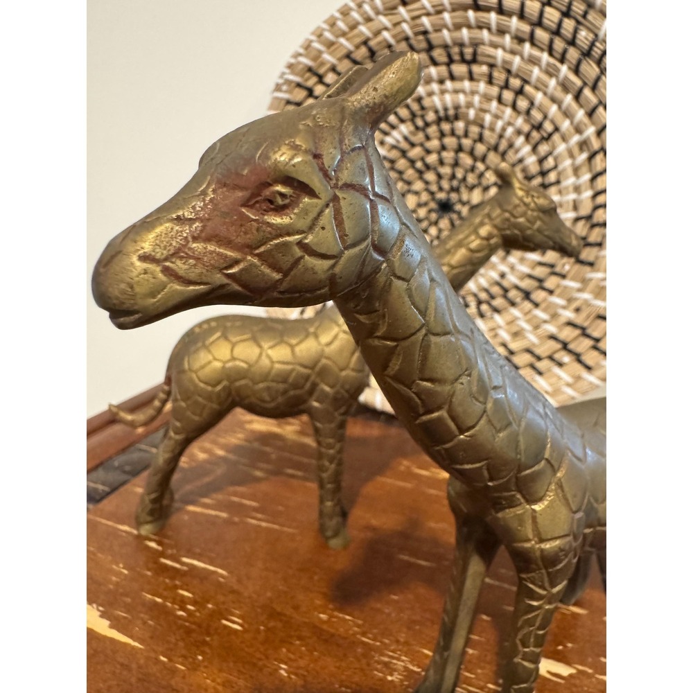 Vintage Brass Giraffe Figurines: Mid-Century Safari Decor, Set of 2 - Picture 2 of 5